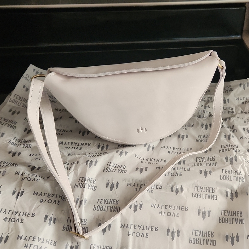Portland Leather Koala Sling White Suede Shoulder Bag